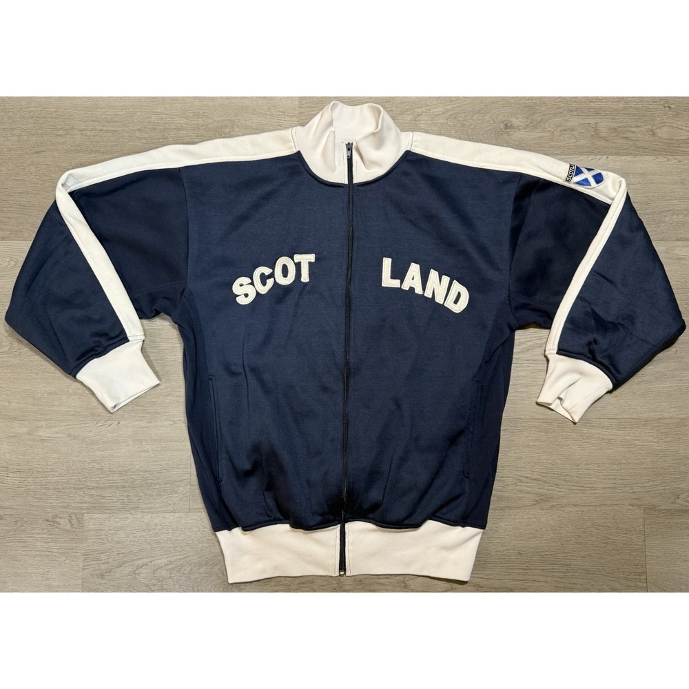 Scotland Track Jacket Men's 2XL Blue White Full Zip Spellout Soccer Retro